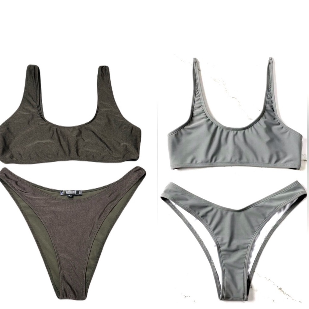 MISSGUIDED Olive Green Bikini 10 Gray Bikini Bundle L XL